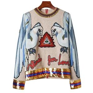 Women's Graphic Sweater with Sequin Detail